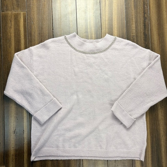 Size 1x Soft Surroundings Purple Knit Sweater Cuffed Sleeve Plus Size Beaded - Picture 2 of 10